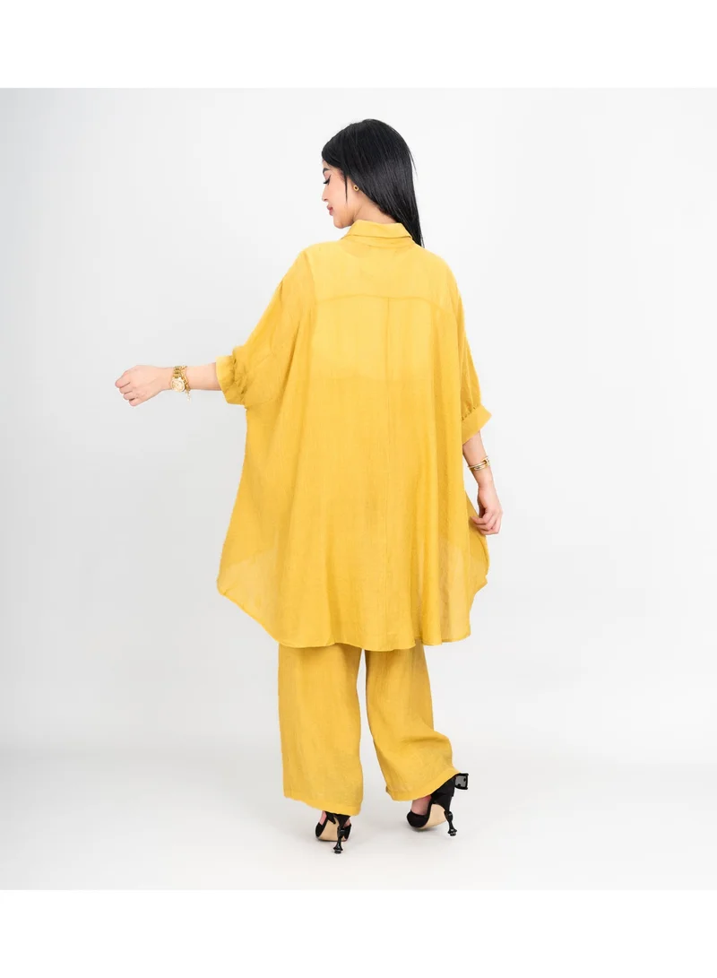 IKKXA Modern Two-Piece Outfit Oversize Shirt and Pants Crystal Embroidery Details